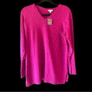 NWT Small J.Jill Women's Pinkribbon Tunic V-Neck Sweater.